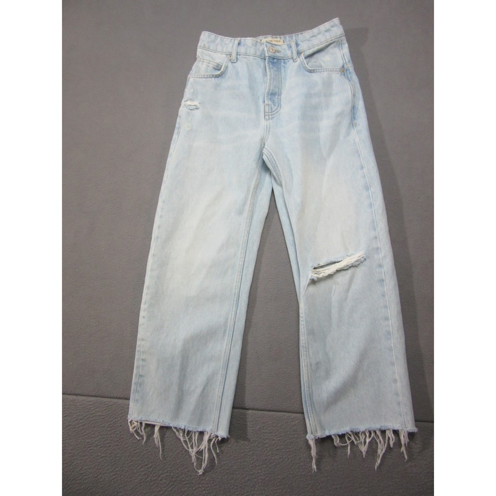 Free People Jeans Women 24 Blue Denim We The Free Distressed Frayed Hem